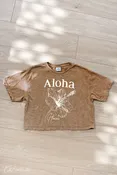 ALOHA HAWAII HIBISCUS Cropped Mineral Washed Graphic Tee