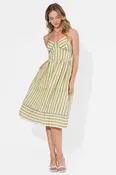 Adelyn Rae Perie 2 Tone Pipped Sweetheart Neck Midi Dress