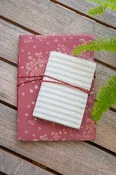 Journal Cranberry Star + Dove Stripe