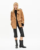 Blouson en cuir beige