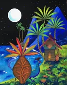 The Visitor – Original Pen Ink Gouache Watercolor Painting Made In Hawaii