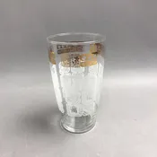 Vintage Anchor Hocking Gold & White Coffee Theme Glass (7")