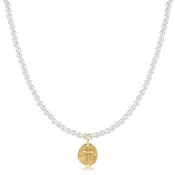 17" INSPIRE GOLD & CLASSIC PEARL CHARM NECKLACE