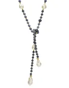 Alice Lariat - blue agate/white