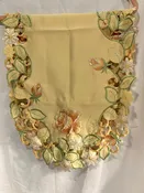 Embroidered Floral Table Runner Beige Green White Peach Rectangular Fall/Easter