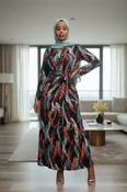 Feather Print Maxi Dress