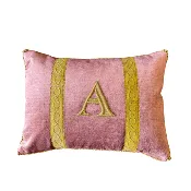 Vintage Gold Metallic Appliqué "A" Initial Pillow (#A071625 | 11 x 15")