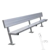 15 Foot Player Bench with Seat Back - Surface Mount