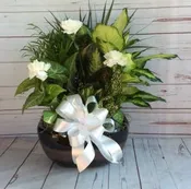 12" CERAMIC WITH BOW & FLOWERS