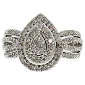 10K White Gold 0.50ctw Pear Cluster Diamond Engagement Ring