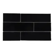 Black Vinyl Glossy Glazed Terracotta Tiles 2 1/8x7 1/2