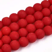 8mm Round Glass Beads- Matte Frosted Opaque Red