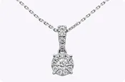 0.23 Carat Total Round Brilliant Diamond Illusion Pendant Necklace in White Gold