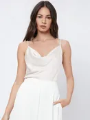 Inner Wear Silk like Satin Camisole Women Pile Collar Outer Wear Sexy Bottoming Swing Collar Short Top