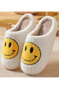Fuzzy smiley slippers