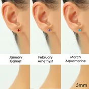 10k Yellow Gold Birthstone Stud Earrings with Pushbacks, 5mm, Available in 13 Colors