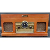 Encore Vintage Turntable 33/45/78 CD Cassette Radio Wood Unit + Albums