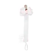 Beyond Creations Crochet Edge Paci Clip White with Light Pink Bow