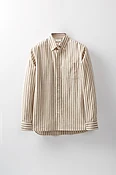 Button-Down Shirt – Tan Washed Linen Stripe