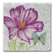 Butterfly and Cosmos Tile Coaster