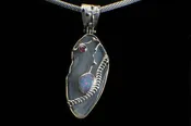 Alena Zena Agate Slice with Ethopian Opal Pendant, Item# AZ-355