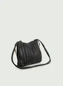 Black leather pleated bag