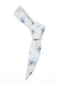 Skinny Bandana Necktie Scarf - Blue Floral, Cotton