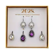 3-In-1 Teardrop Crystal & Faux Pearl Interchangeable Earring Set
