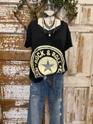 Black "Rock & Roll" Love Your Life Graphic Tee: Small - XL