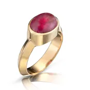 18k Gold Pink Tourmaline Cabochon Ring