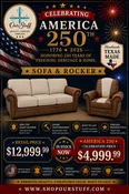 Custom Republic Rocker Swivel Recliner in Monaco Honey Leather & Fabric
