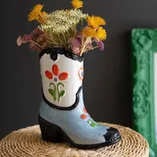 Ceramic Cowboy Boot Vase