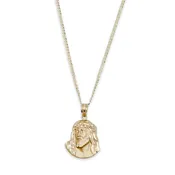 14kt 2mm Italian Made Open Cuban with Signature Jesus Piece - 20"