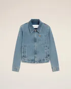 Blouson Zippé Bleu en Coton Ami De Coeur Contrasté