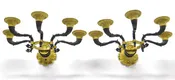 A Pair of Beatifully Cast Charles X Gilt and Patinated Bronze 5-Light Wall Sconces