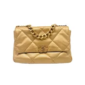 Chanel 19 Large Gold Lambskin Flap Bag