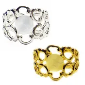 Adjustable Ring Blank Silver Plated Filigree Pattern Glue on Pad