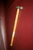 Antique Asian Style Iron Coin Die Hammer w/ 24" Long Wooden Handle