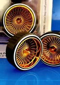 1/18 SUPER SPOKES GOLD LOWRIDER Wheels BULLETS K/O & LOW PRO WW Tire Set