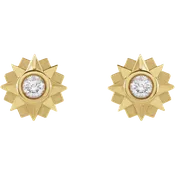 14K Gold Celestial Sun Compass Rose Star Natural Diamond Stud Earrings — Modern Metalsmith