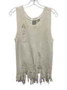 0 Degrees Celsius Size Sample Cream Cotton Sleeveless Rib Knit Fringe Sweater