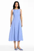 ALICE STEEL BLUE A-LINE TEA LENGTH DRESS