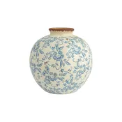 8” Rnd x 8”H Terracotta Vase with Transferware Pattern