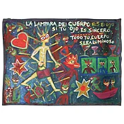 1999 “La Lampara Del Cuerpo” Neo Expressionist Folk Art Painting on mixed media by Julie Hermoso