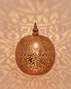 Globe-Shaped Metal Hanging Lamp (various sizes) - ROSE GOLD 2