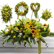 5 PIECE SUNFLOWER FUNERAL FLOWER SET