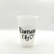 20 oz Frosted Stadium Cup Kansas City with Heart BLACK Imprint