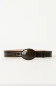 Mabel Crocodile Leather Belt in Chocolate