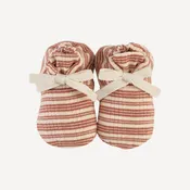 tie booties | rust stripe | organic cotton multi rib