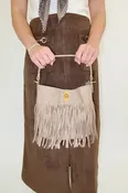 Taupe Fringe Shoulder Bag